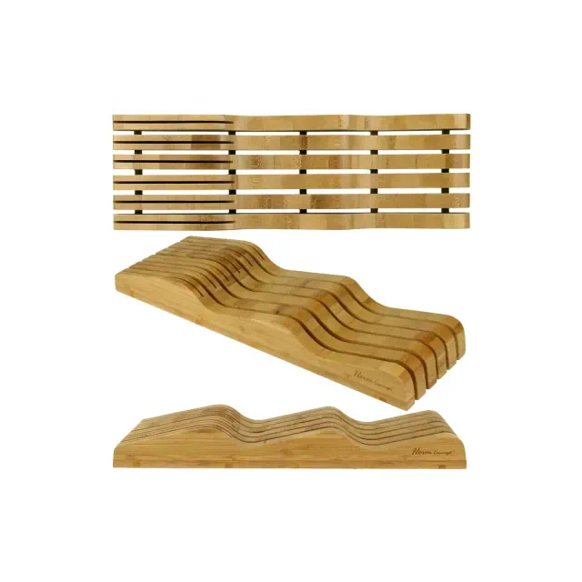 Heim Concept In-Drawer Premium Bamboo Wood Knife Storage Block , Up To 16 Knives
