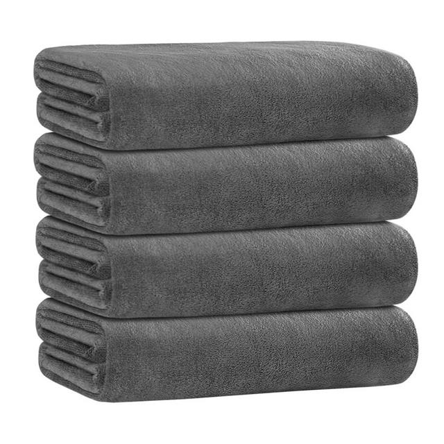 JML Bath Towels, Large Microfiber Bath Towels Set 4 Pack (30" x 60"), Lightweight & Soft Absorbent Bathroom Towels for Gym Yoga, Grey