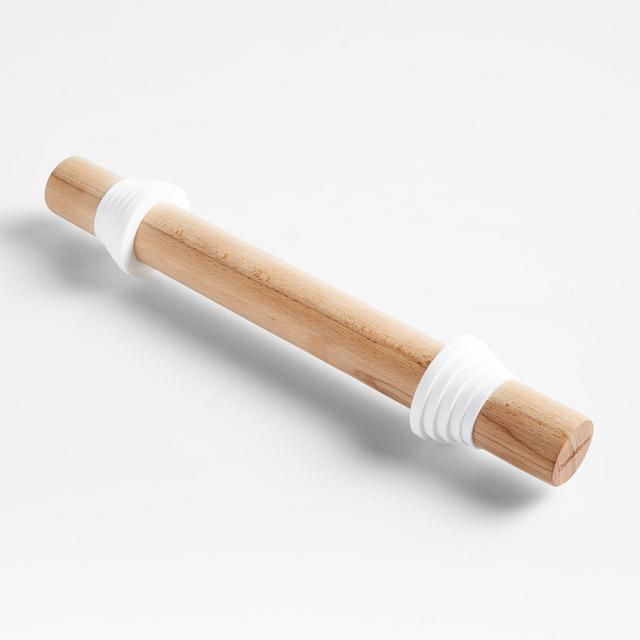 Crate & Barrel Wood Rolling Pin with Measuring Rings