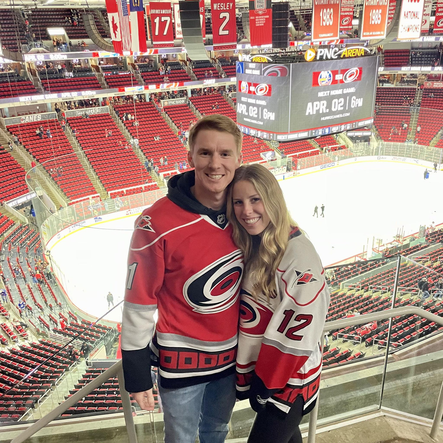Our first Canes game together! We love going to the games for date nights!