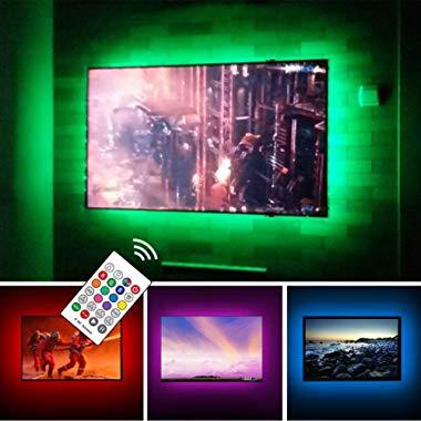 USB TV Backlight Kit for 70 75 80 82 inches Smart TV Monitor HDTV Work Space Decor - Cover 4/4 Sides Surround Behind TV Background Lights Ambient Mood Lighting