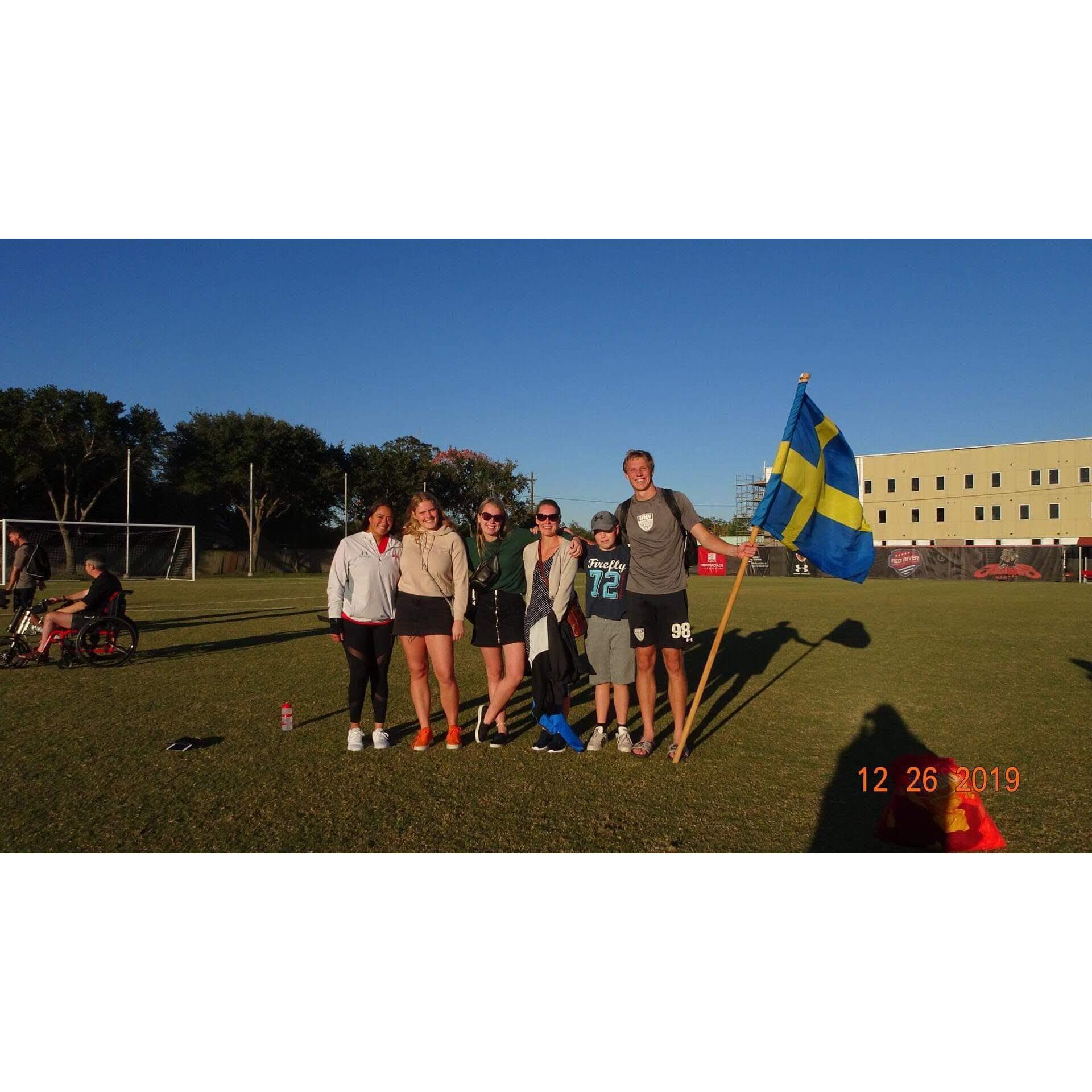 The first time Erik's family came to the U.S. to attend Erik's soccer game in 2019.
