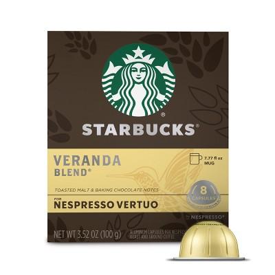 Starbucks Coffee Capsules for Nespresso Vertuo Machines — Blonde Light Roast Veranda Blend — 1 box (8 coffee pods)