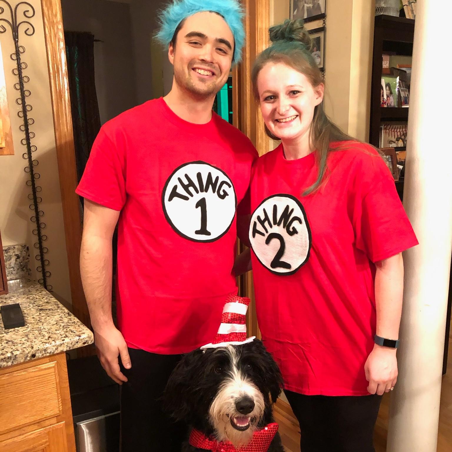 Halloween 2019. Thing 1, Thing 2, and The Cat (dog) in the Hat, of course!