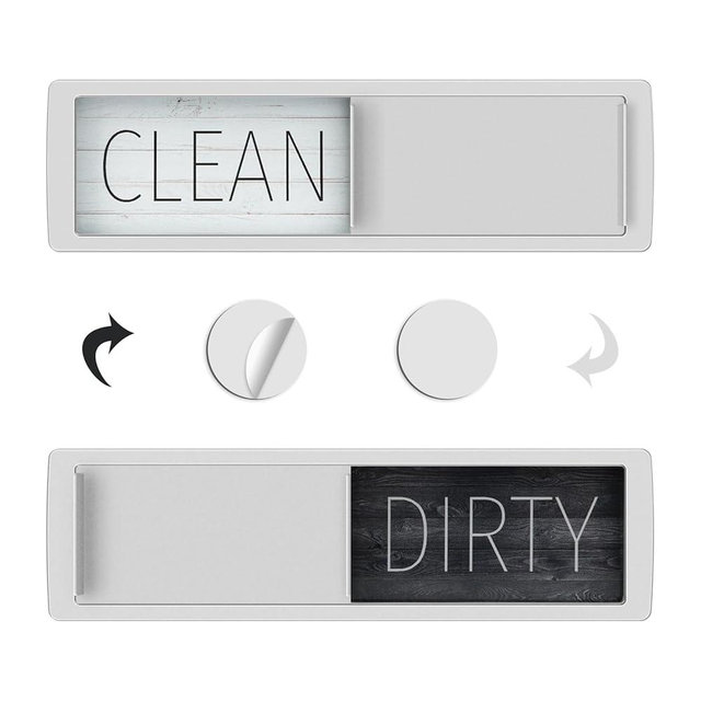 YauYik Dishwasher Magnet Clean Dirty Sign - Strong Magnet, Non-Scratch, Easy to Read - With Optional Adhesive Stickers Dishwasher Indicator Kitchen Decor
