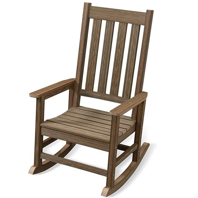 ACUEL Rocking Chair Outdoor, Oversize PE Patio Rocker Chairs, Weather Resistant 350lbs Heavy Duty Rocking Chair with High Back for Backyard, Porch, Fire Pit, Garden and Indoor (Light Brown)