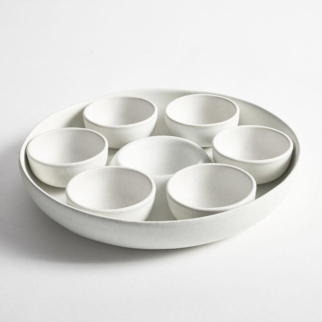 Larkin Stoneware Multi-Condiment Server - Shell White