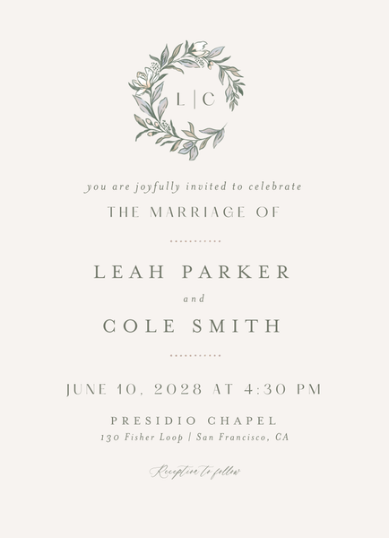Heliconia Classic | Dark Sage | Zola Wedding Invitations