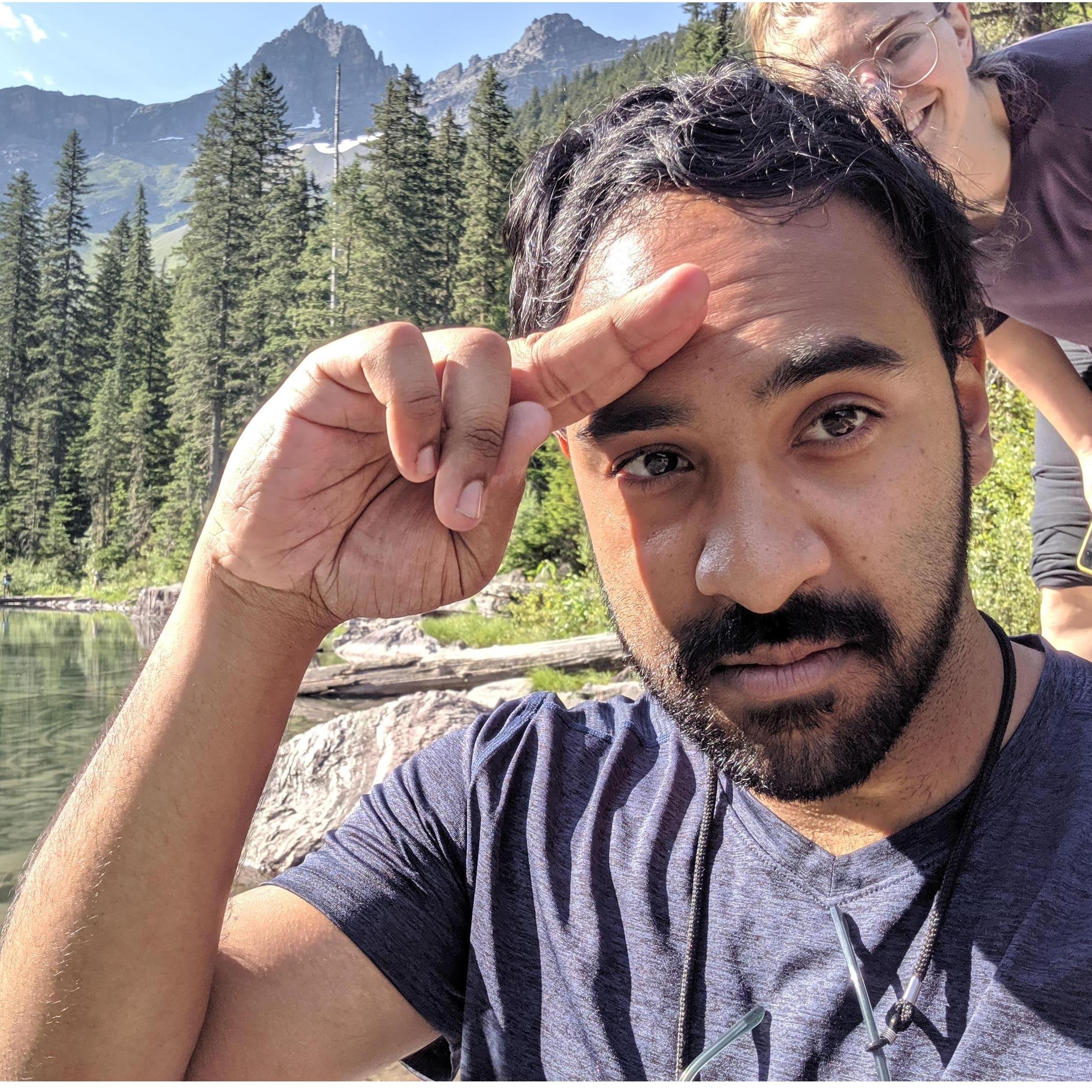 Enjoying a sunny rock at Glacier National Park