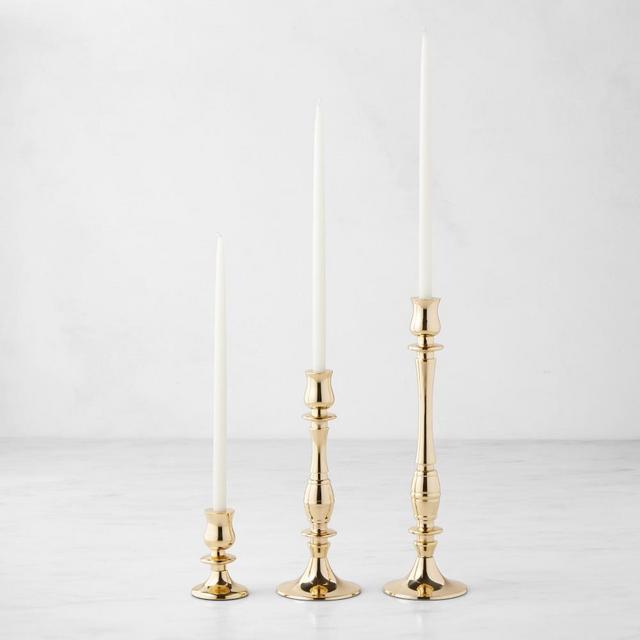 Heirloom Brass Tiny Taper Holders, Mixed, Set of 3