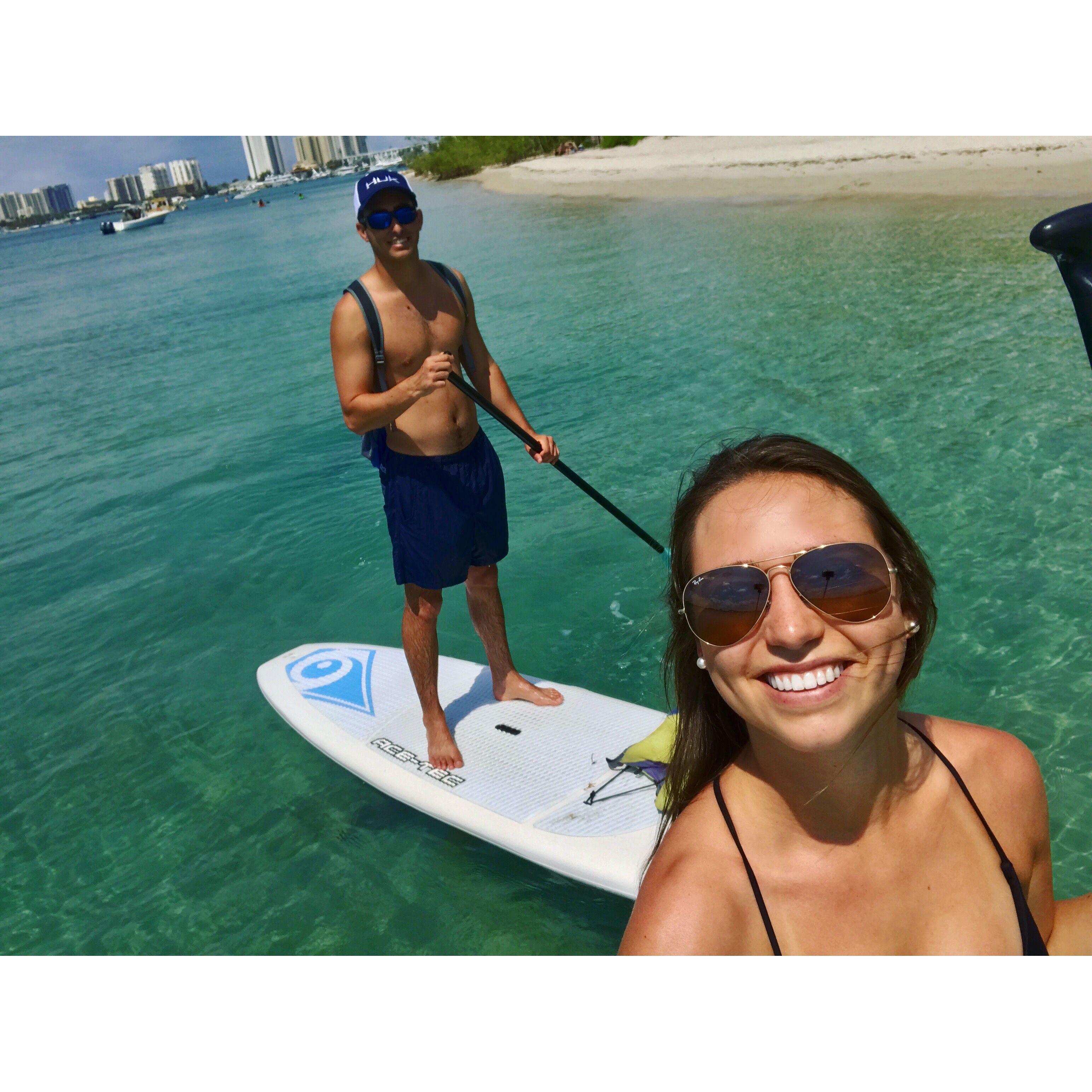 Paddle boarding around Peanut Island