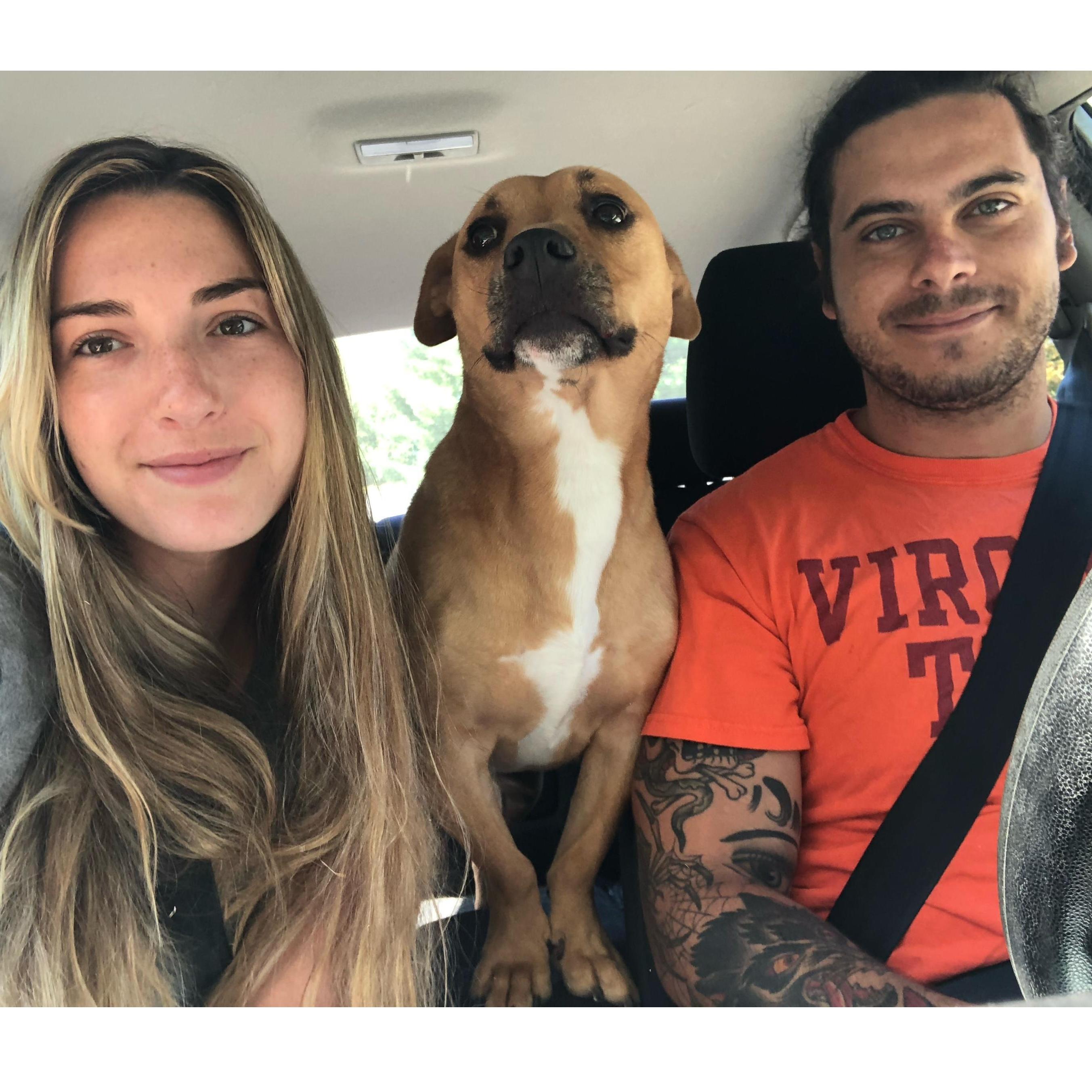 August 2021- They made it home and hurried to pick up their furry friend to spill the big news! Cooper couldn't believe it!