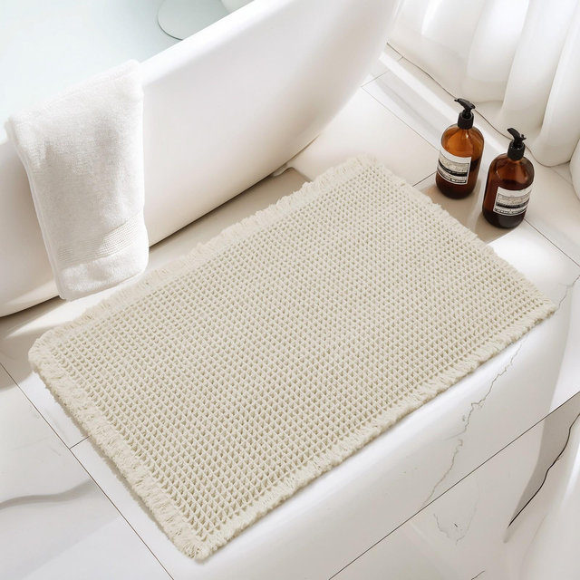 Subrtex Bathroom Rugs Waffle Style Bath Mats Super Absorbent Non Slip Rubber Back Bath Rug 20"x32"