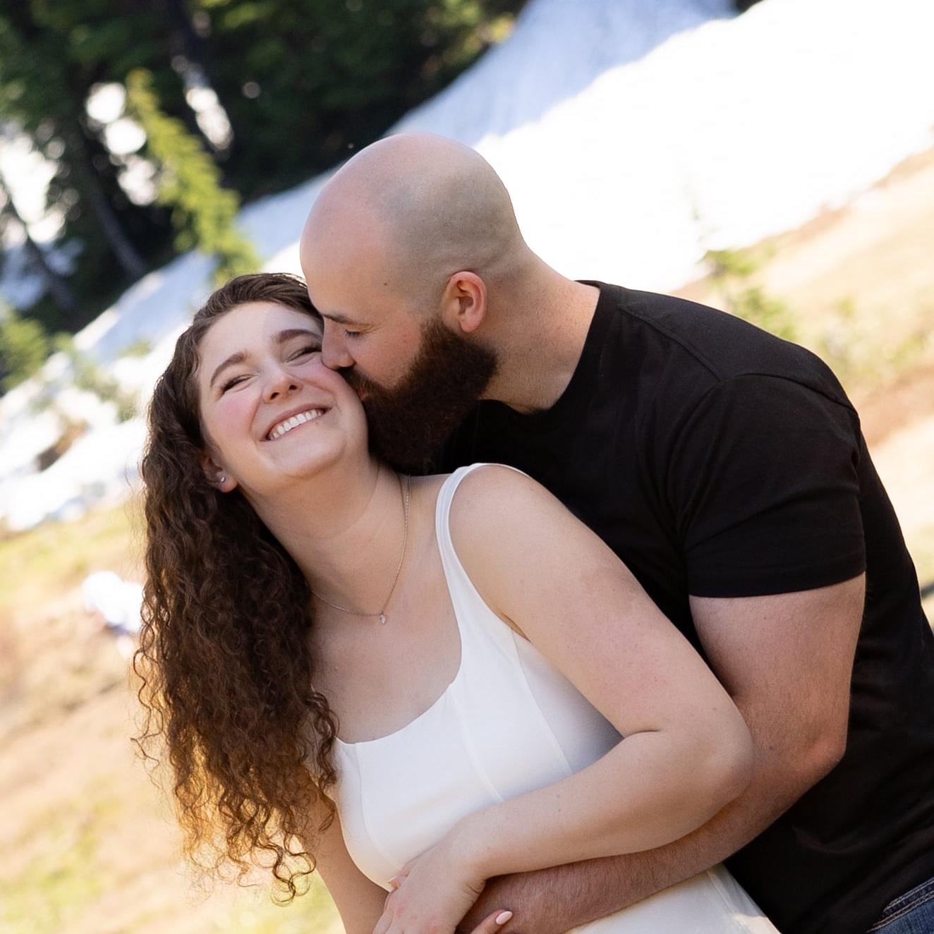 Daniel and Delaney enjoying their engagement photoshoot on Mount Rainier. 2025