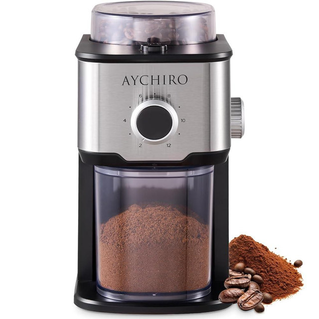 AYCHIRO Burr Coffee Grinder, Adjustable Coffee Bean Grinder Electric with 14 Grinding Settings,2-12 Cups for Espresso, Drip Coffee and French Press