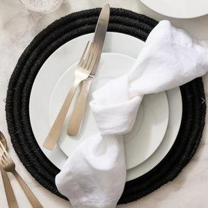 White HG Signature Hand-dyed Linen Napkin - Set of 4 - Hudson Grace