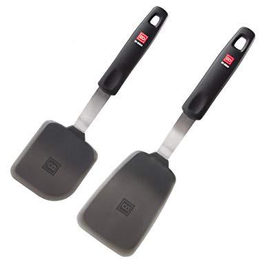 Di Oro Designer Series Essential 2-Piece Flexible Silicone Turner Spatula Set - 600F Heat-Resistant Rubber Kitchen Spatulas - Versatile Silicone Spatulas - BPA Free, FDA Approved, and LFGB Certified
