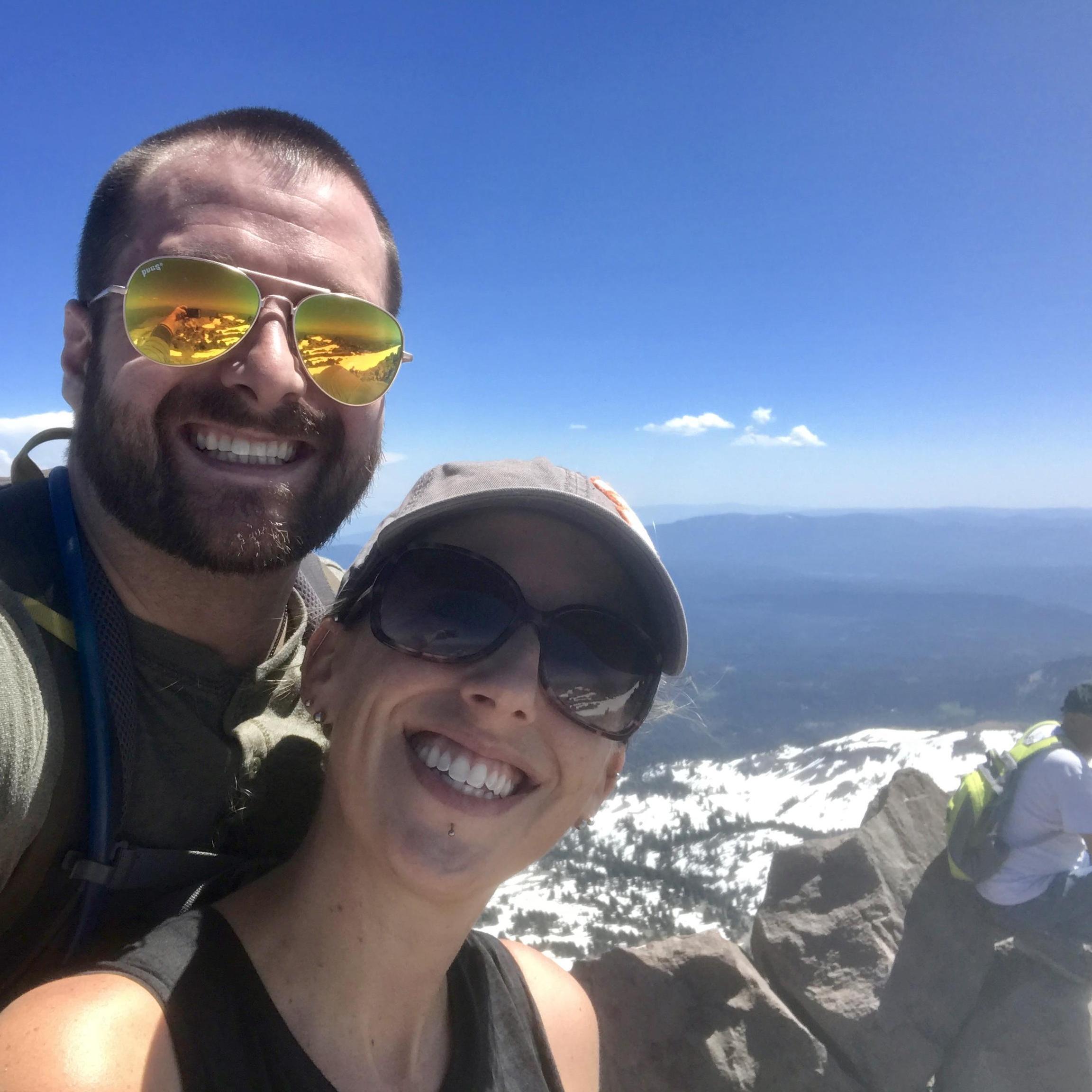 At the top of Lassen Peak! (Much harder than anticipated when we drove by and said "How bout this hike?")