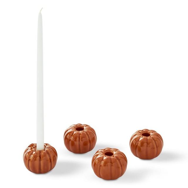 Pumpkin Tiny Taper Holders, Set of 4