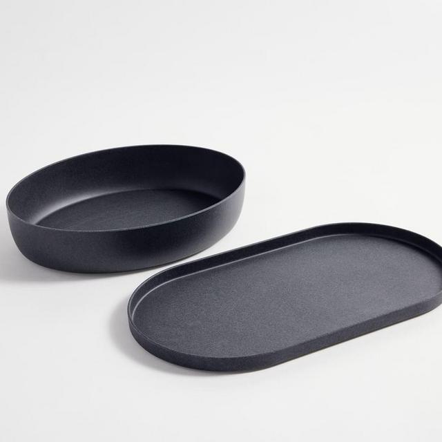 Mason Modern Melamine Serving Platter & Bowl Set - Charcoal