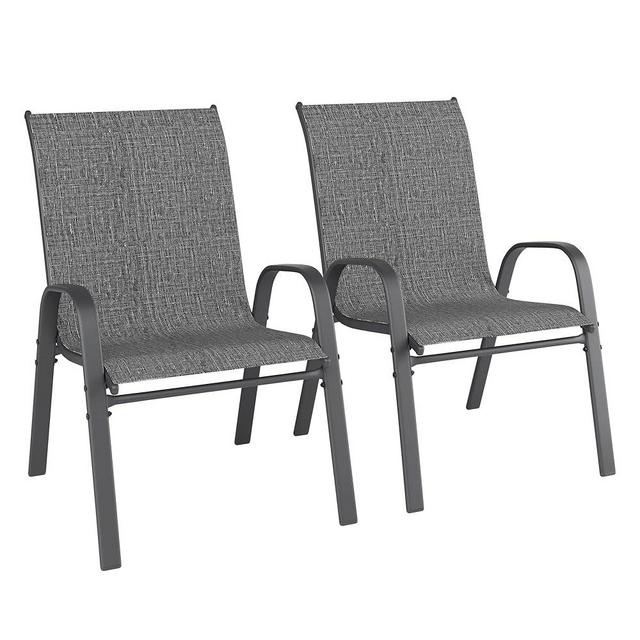 Redpick Patio Chairs Set of 2, Outdoor Dining Chairs Stackable for All Weather, Breathable Metal Modern Outside Furniture Chair for Pool Side, Garden, Backyard Deck, Dark Grey