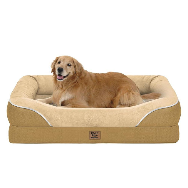 Orthopedic XL Large Dog Bed - Removable Bolster & Waterproof Washable Cover for Pet Extra Large Bed with Foam Support Non-Slip Bottom Dog Beds