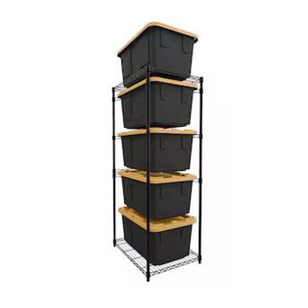 SafeRacks 5 -Tier Heavy Duty Black Steel Storage bin rack ( 23-in W x 31-in D x 68-in H )