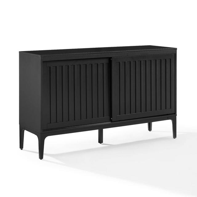 Crosley 54" Asher Sideboard Matte Black: Mid-Century Buffet Cabinet with Adjustable Shelves, Cable Management