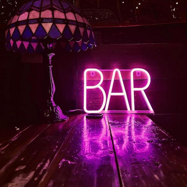 Bar Neon Sign, Bar Led Signs, Neon Bar Signs for Home Bar, Pub, Party Wall Decor Bar Neon Sign for Business (Pink)
