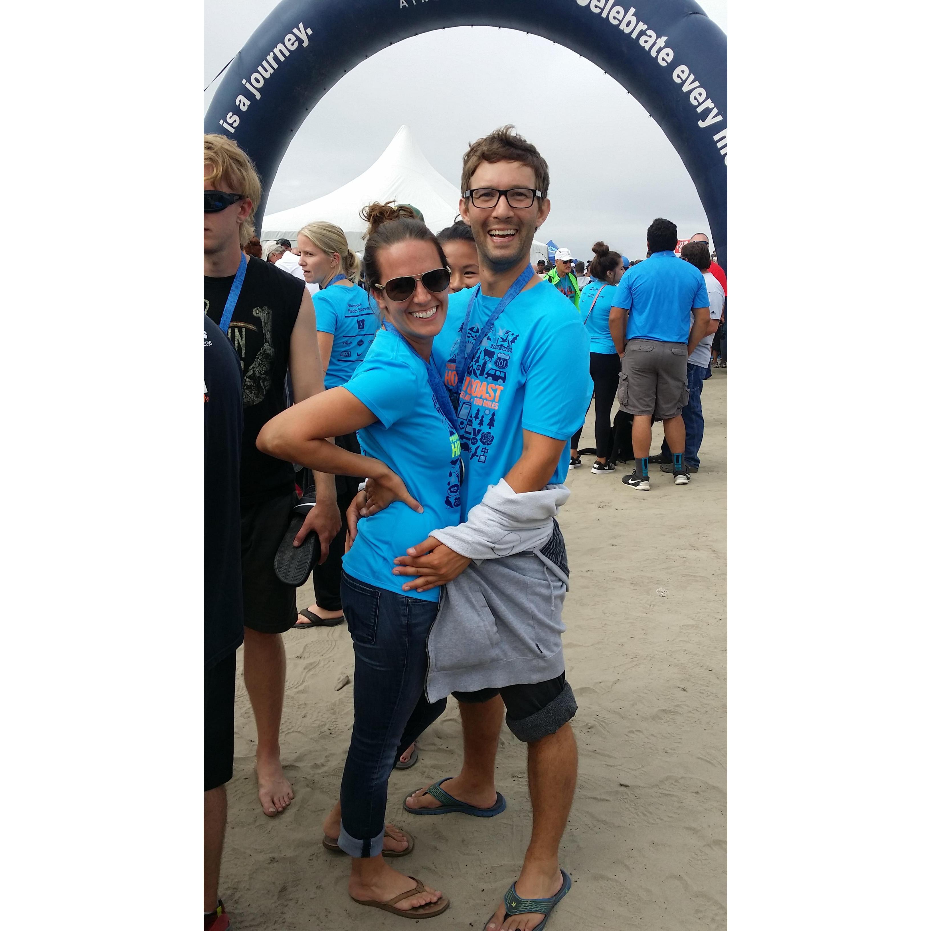 After completing Hood to Coast. Seaside, OR, 2016.