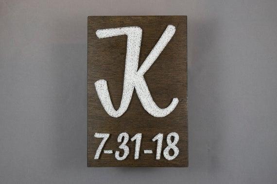 Custom Wedding or Anniversary Gift String Art - Initial and Date