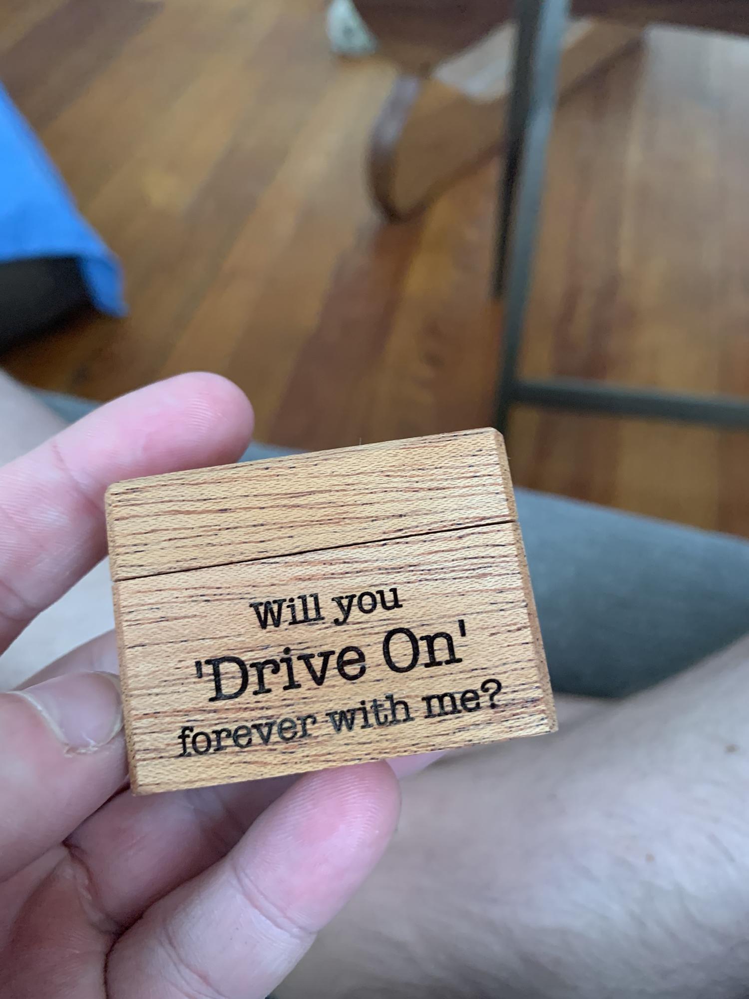 The ring box with a reference to one of Waynes favorite artists - Johnny Cash.