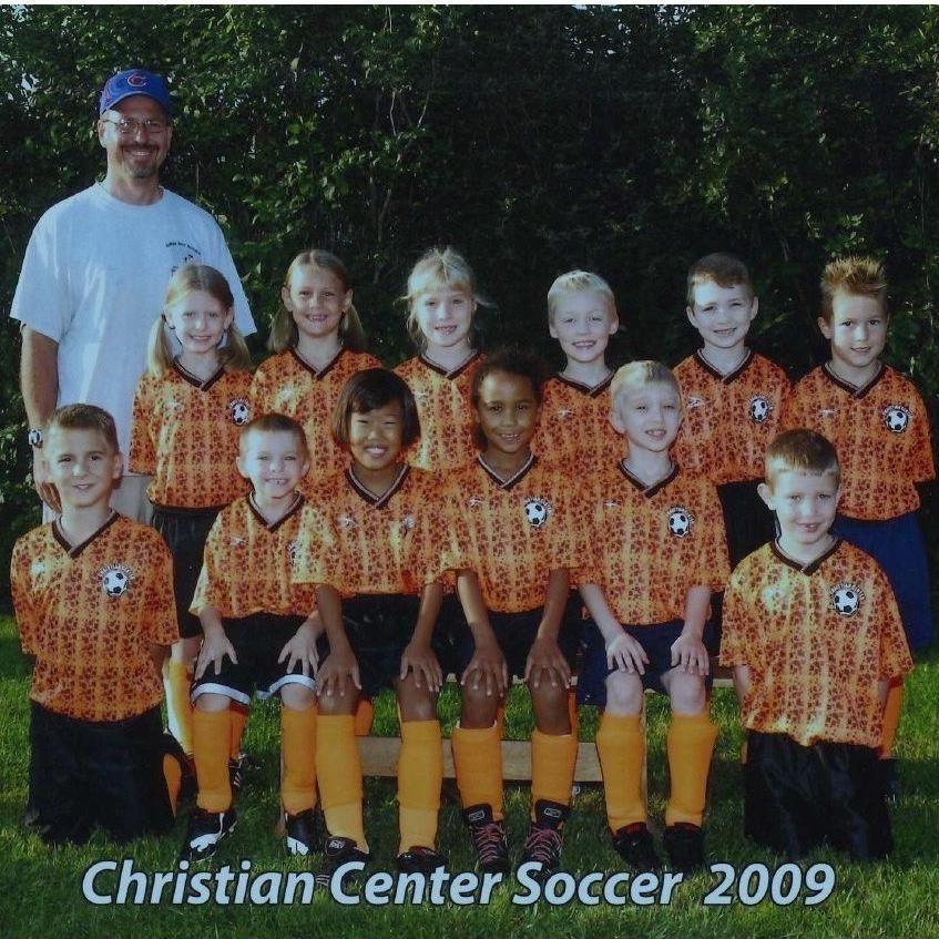 our first interactions playing on the same soccer team at The Christian Center