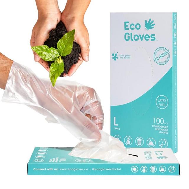 Eco Gloves Plant-Based Compostable Eco-friendly Gloves for Food Prep & Cleaning