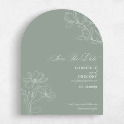 Green Arch Wedding Save the Date - Magnolia Portrait