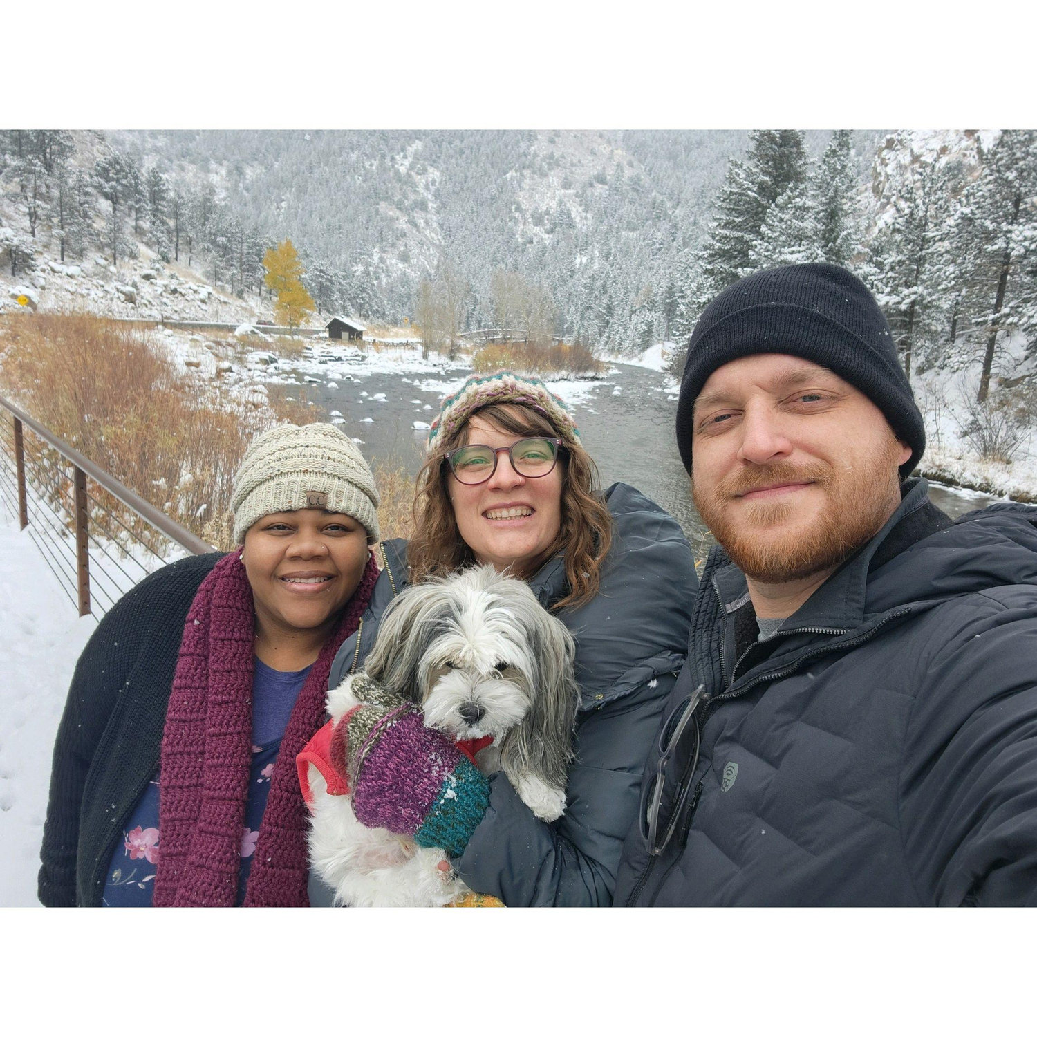 Cassie's bestie came into town to meet todd, our first year of dating. It snowed in October!
