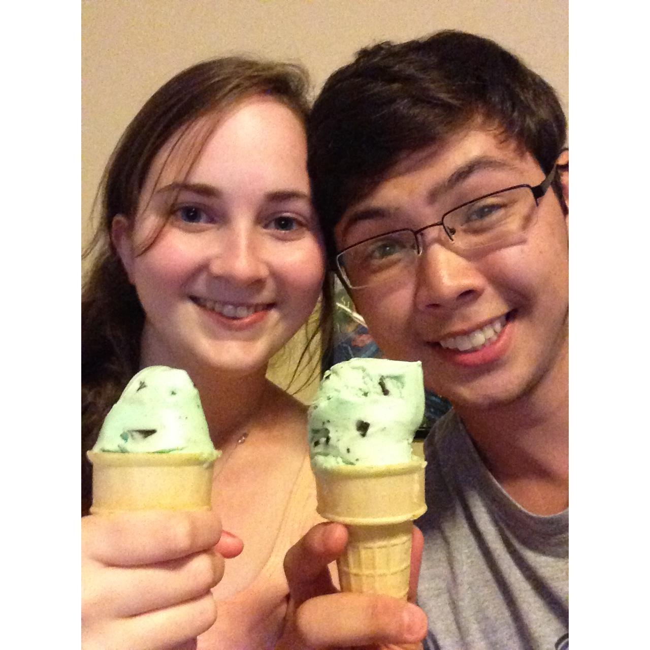 Mint chocolate chip ice cream is our favorite!