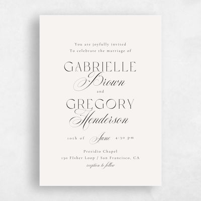 Light Oatmeal, Beige Wedding Invitation - Payton Portrait