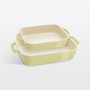 Staub Pastel Green 2-Piece Rectangular Baker Set + Reviews | Crate & Barrel