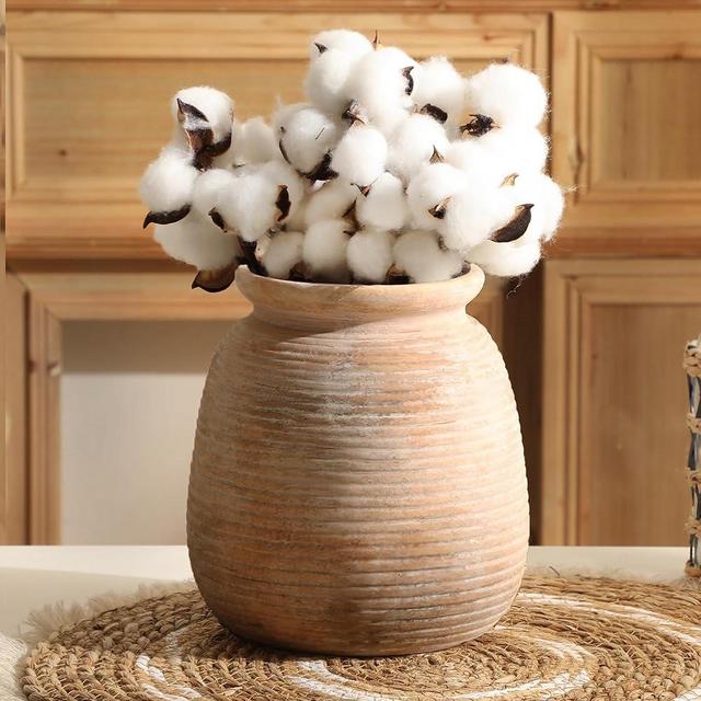 OOIT Ceramic Rustic Vase, Neutral Terracotta Vase Home Decor Farmhouse Decor Cotta Vase Pottery Decorative Vase Pampas Vase Flowers Decorative Vase for Home Living Room Table Shelf Entryway Decor