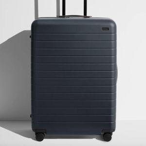 Large Checked Suitcase in Navy Blue | Away