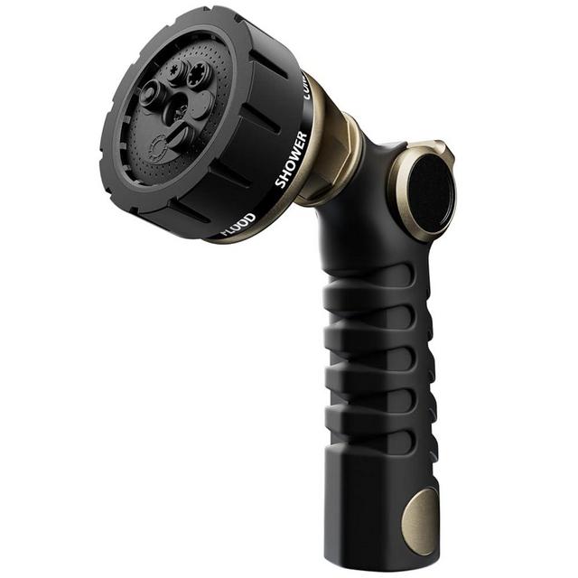 RESTMO Heavy Duty Hose Nozzle, Metal Garden Water Hose Sprayer with 7 Watering Patterns, Thumb Control, On Off Valve, High Pressure Nozzle Sprayer for Watering Plants, Car and Pet Washing, Bronze