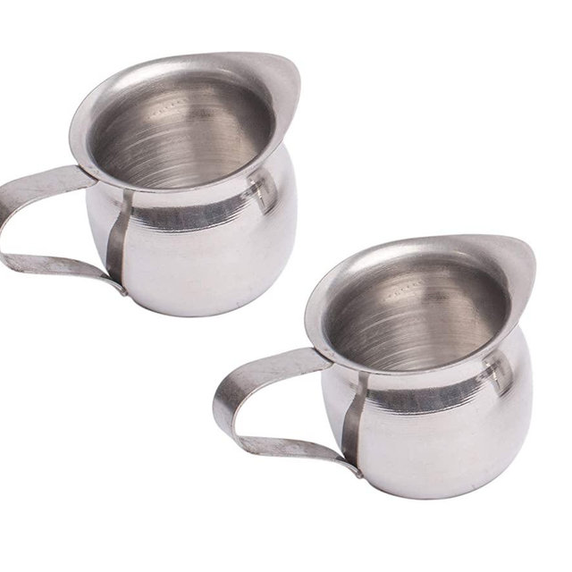 eHomeA2Z Stainless Steel Bell Creamer Espresso Shot Frothing Pitcher Cup Latte Art (2, 3 Oz)