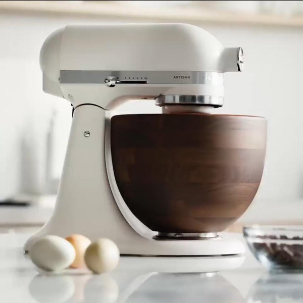 KitchenAid ® Artisan Series Porcelain White 5-Quart Tilt-Head Stand Mixer with Walnut Bowl