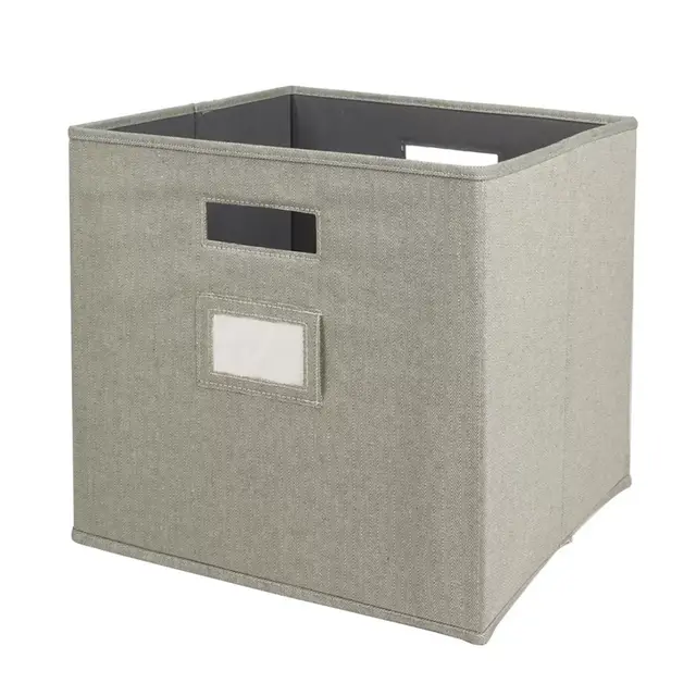 Squared Away™ 13-Inch Collapsible Storage Bin w/ Label Holder in Winter Moss