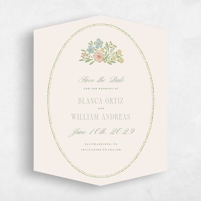 Green Diamond Wedding Save the Date - Persephone Portrait