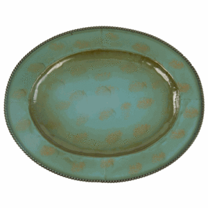 Weathered Turquoise Large Iron Platters - Set of 4