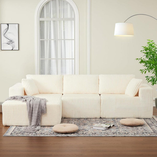 108" Modular Sectional Sofa Couches for Living Room Cloud Memory Boneless Couch No Assembly Required,white