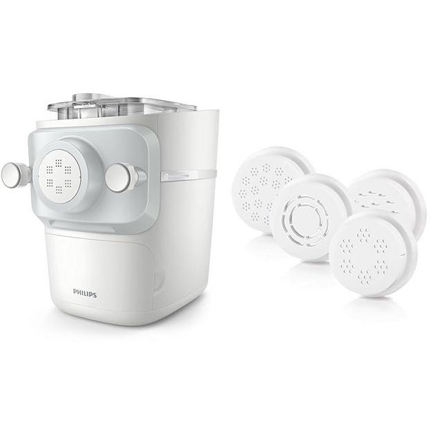 Philips 7000 Series Pasta Maker & Philips Avance Collection 4-in 1 Angel Hair, Pappardelle, Thick spaghetti & Tagliatelli, One size, Easy Clean, Perfect Texture and Taste, White (HR2404/05)