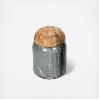 Unoique Marble Large Pinch Pot Canister with Wood Lid